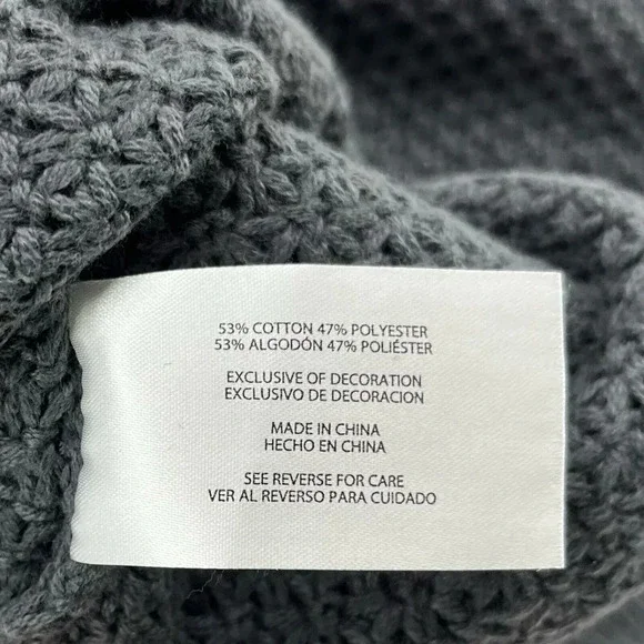 Gap Sweater Women's Sz Small Gray Crew Neck Knit Ribbed Trim Textured Pullover - Picture 10 of 13